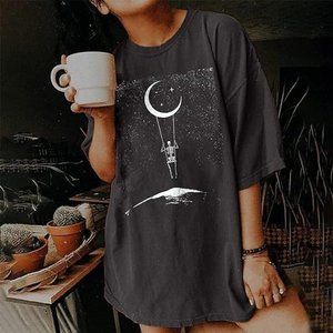 Vintage Shirts For Women Cute Graphic Tee Spring Short Sleeve Tops Oversized Tsh